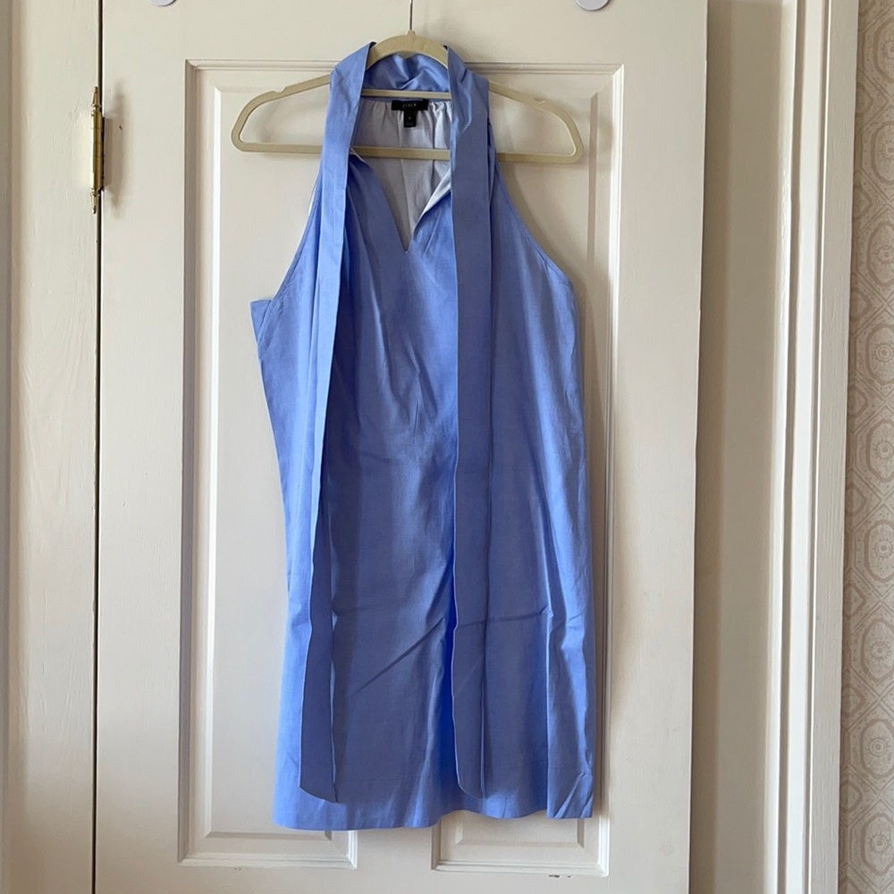 J CREW OXFORD TIE NECK DRESS
